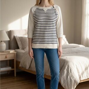 Authentic Ralph Lauren Striped Top in Navy & Cream